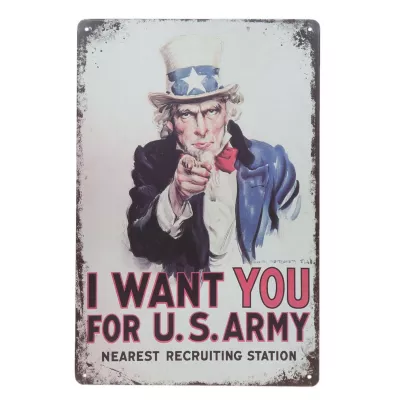 Clayre & Eef Wandschild Blechschild I WANT YOU... ca. 20 x 30 cm