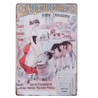 Clayre & Eef Blechschild FARINE LACTEE FOURRAGERE ca. 20 x 30 cm