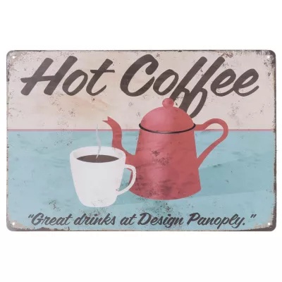 Clayre & Eef Wandschild Blechschild Hot Coffee ca. 30 x 20 cm