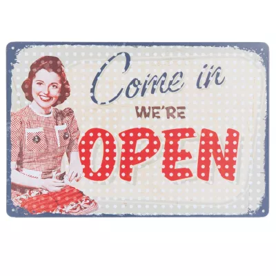Clayre & Eef Wandschild Blechschild Come in WE´RE OPEN ca. 30 x 20 cm