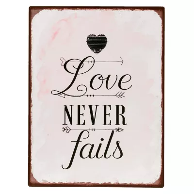 Clayre & Eef Bild Wandtafel "Love Never Fails" 26x35 cm