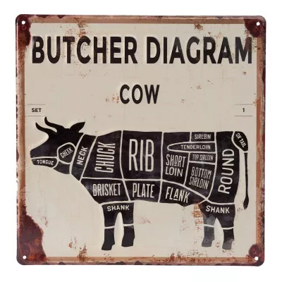 Clayre & Eef Textschild Wandbild "Kuh" 30x0,5x30 cm