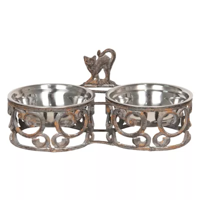 Clayre & Eef Tier Fressnapf 35x16x15 cm / 2x750 ml