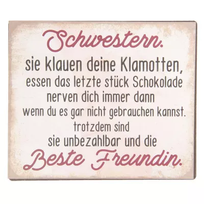 Clayre & Eef Textschild 15x13 cm