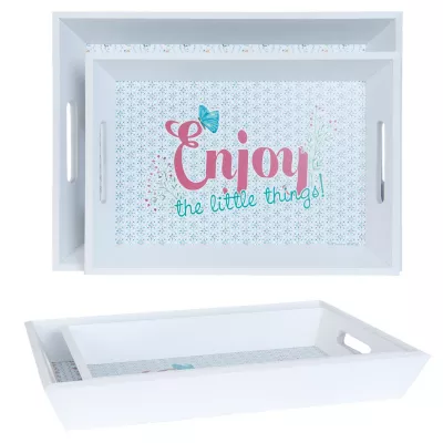 Clayre & Eef Tablett (2) 40x30x5 / 35x25x5 cm