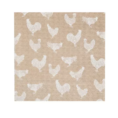 Clayre & Eef Servietten Papierservietten "Huhn" weiß 33x33 (20 Stück) Country Side Chicken