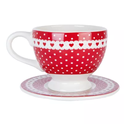 Clayre & Eef Tasse mit Untertasse 14x11x8 cm
