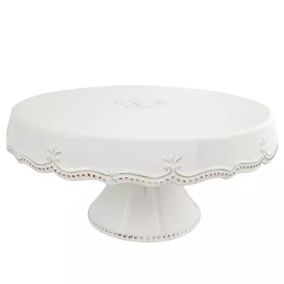 Clayre & Eef Kuchenständer Tortenplatte rund weiß Ø 31x14 cm