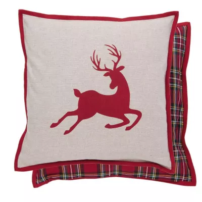 Clayre & Eef Kissenhülle Reh Christmas 40x40 Hello Hirsch