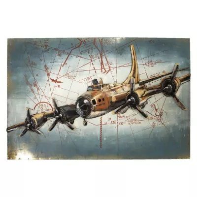 Clayre & Eef Wand Dekoration Flugzeug 120x5x80 cm