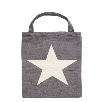 Clayre & Eef Shopper Handtasche Stern Grau 36x42 cm