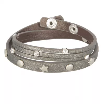 Clayre & Eef Armband Stars and stones Dunkelgrau