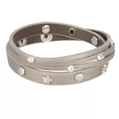 Clayre & Eef Armband Stars and stones graufarbig