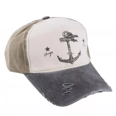 Clayre & Eef Cap Lee anchor graufarbig