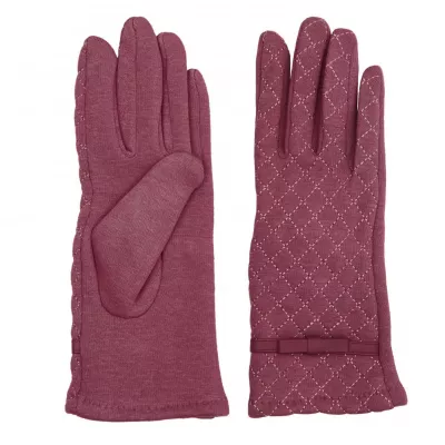 Clayre & Eef Handschuhe Set Stitchen Muster Aubergine