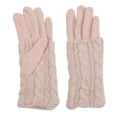 Clayre & Eef Handschuhe Set knitted Laurie beige