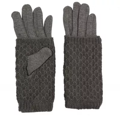 Clayre & Eef Handschuhe Set Knitted Kate graufarbig