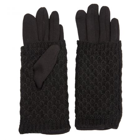 Clayre & Eef Handschuhe Set Knitted Kate schwarz