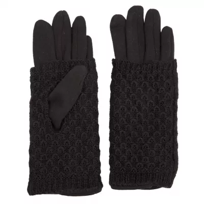 Clayre & Eef Handschuhe Set Knitted Kate schwarz