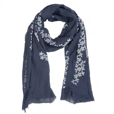 Clayre & Eef Schal Cachet 70x180 cm blaufarbig