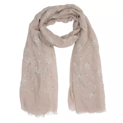 Clayre & Eef Schal Cute flowers 70x180 cm beige