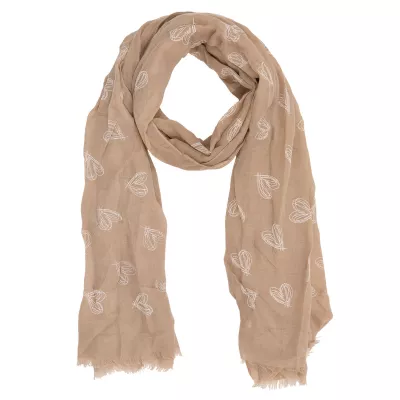 Clayre & Eef Schal Lovely hearts 90x180 cm braun