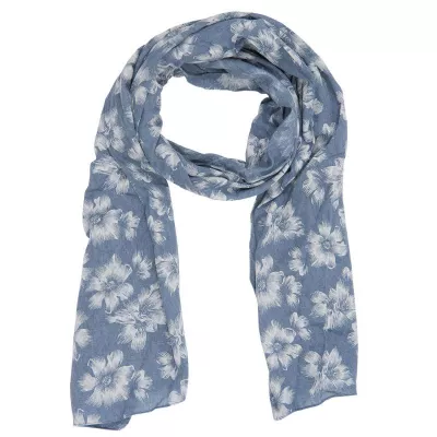 Clayre & Eef Schal Exotic flowers 67x180 cm blaufarbig