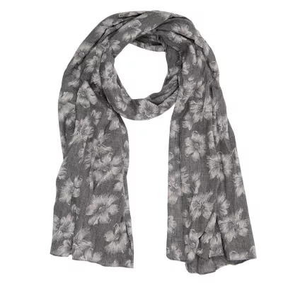 Clayre & Eef Schal Exotic flowers 67x180 cm Dunkelgrau