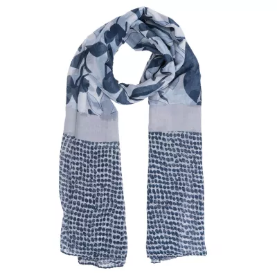 Clayre & Eef Schal Dots and flowers 80x180 cm blaufarbig