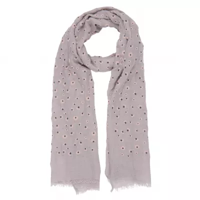 Clayre & Eef Schal Sweet Flowers 70x180 cm graufarbig