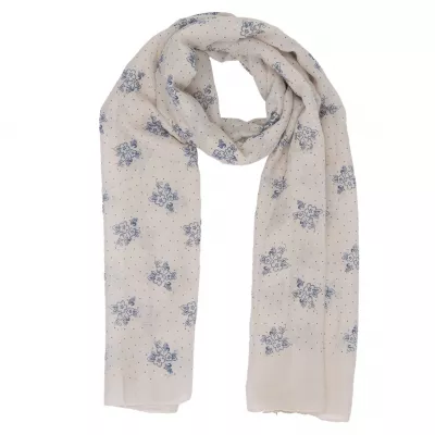 Clayre & Eef Schal Dots and flowers 80x180 cm beige