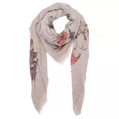 Clayre & Eef Schal Flower field 140x140 cm khaki