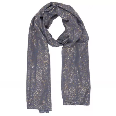 Clayre & Eef Schal Gold shimmer 70x180 cm blaufarbig