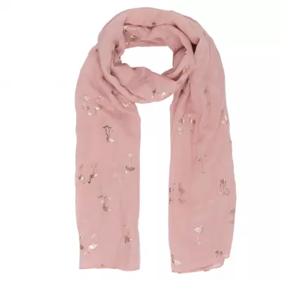 Clayre & Eef Schal Rose gold flamingo 70x180 cm pinkfarbig