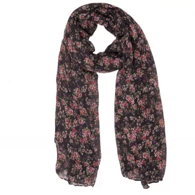 Clayre & Eef Schal Little flowers 80x180 cm schwarz