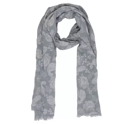 Clayre & Eef Schal Paisley Muster 70x180 cm graufarbig