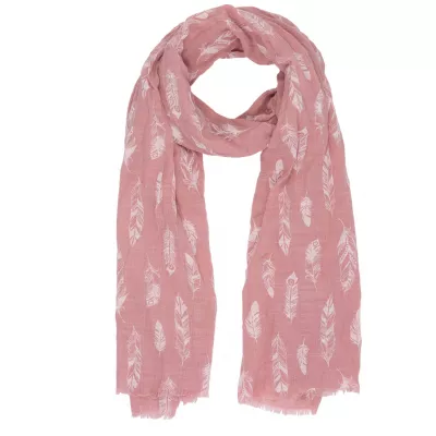 Clayre & Eef Schal Feathers 70x180 cm pinkfarbig