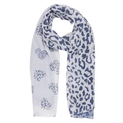 Clayre & Eef Schal wild animal 70x180 cm blaufarbig