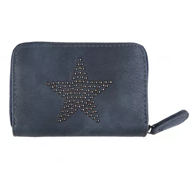 Clayre & Eef Geldbörse Metal star 8x13 cm, blaufarbig