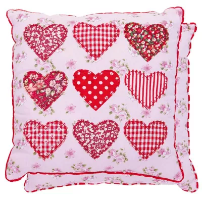 Clayre & Eef Kissenhülle Herzen 30x30 mit Inlett