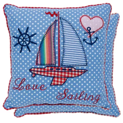 Clayre & Eef Kissenhülle Love Sailing 25x25 mit Inlett