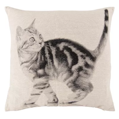 Clayre & Eef Stuhlkissen Sitzkissen Katze 45x45