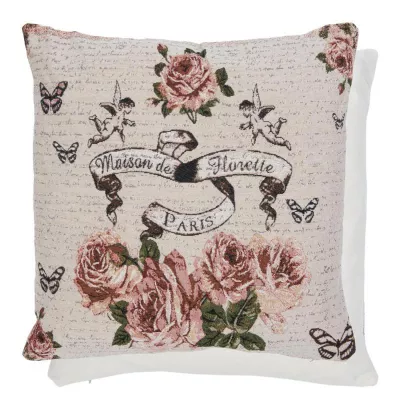 Clayre & Eef Kissenhülle Engel Rosen ca. 45 x 45 cm