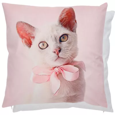 Clayre & Eef Kissenhülle Katze mit Schleife 45x45