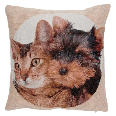 Clayre & Eef Kissenhülle Katze und Hund 45x45