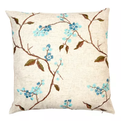 Clayre & Eef Kissenhülle  "Kirschblüten" blau 45x45