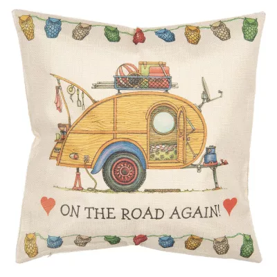 Clayre & Eef Kissenhülle Wohnwagen 43x43 cm