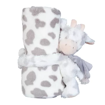 Plaid mit Plüschtier Kuh 75x100 cm / 13 cm