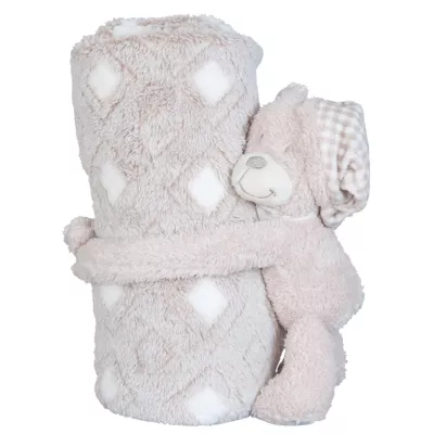 Plaid mit Plüschtier Bär 75x100 cm / 13 cm