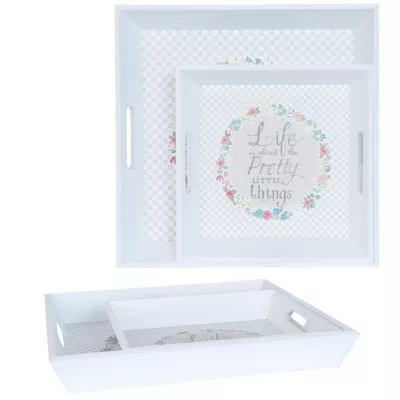 Clayre & Eef Tablett (2) 40x40x5/30x30x5 cm Pretty Little Things